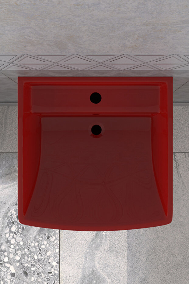 Loop 50 Cm Asma Monoblok Lavabo Kırmızı - 2