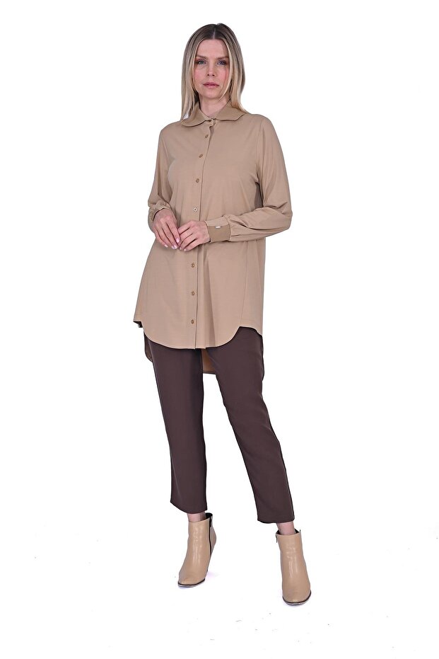 Modal Penye Gömlek CAMEL - 2