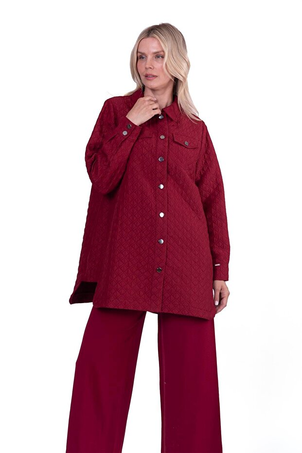 Kapitone Gömlek BORDO - 3