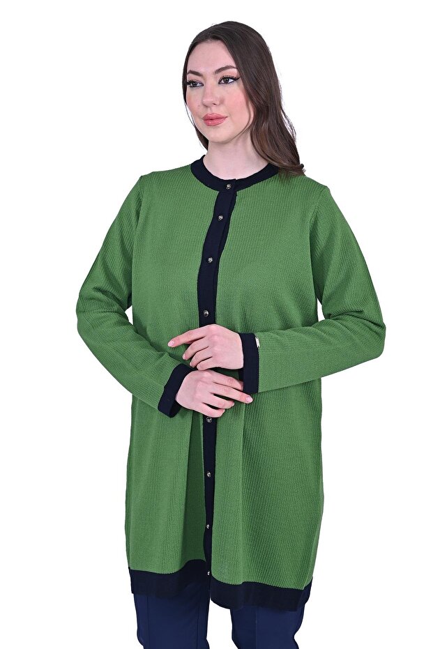 Defne Knitwear Wool Cardigan Dark Blue-Green