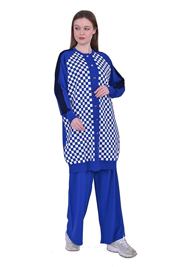 Damalı Triko Hırka SAX - 2