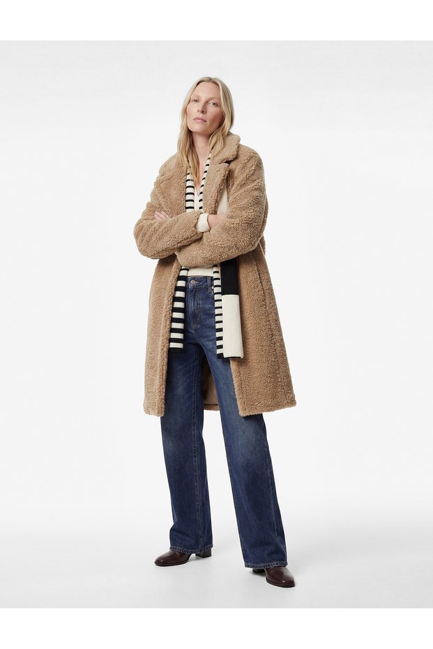 Oversized Plush Coat Pocketed Buttoned Long Sleeve