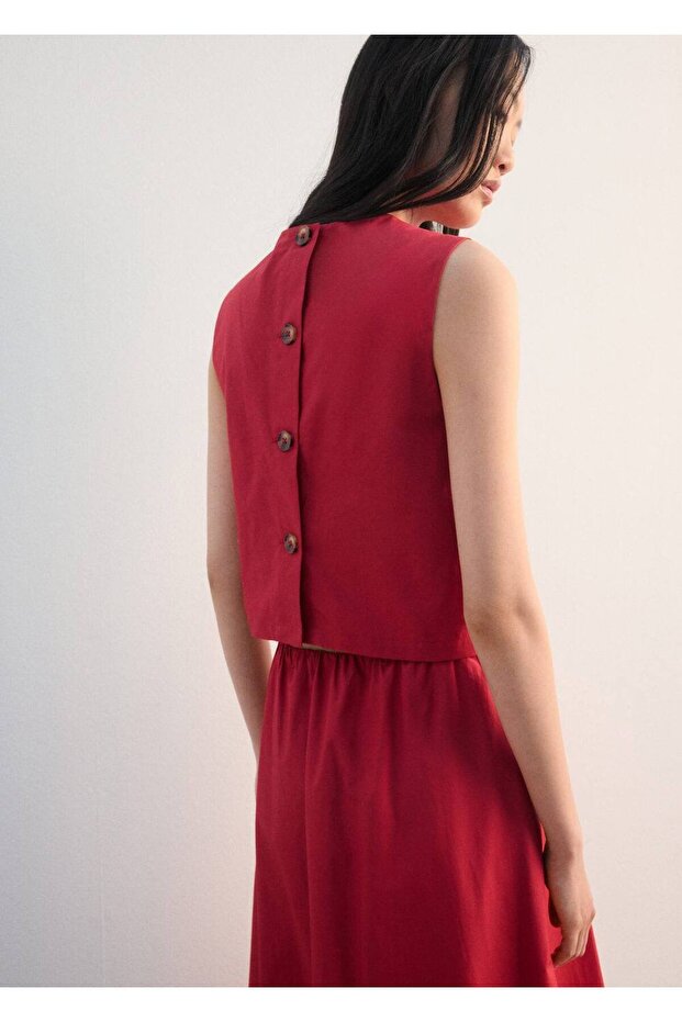 Düğmeli kısa bluz - 4