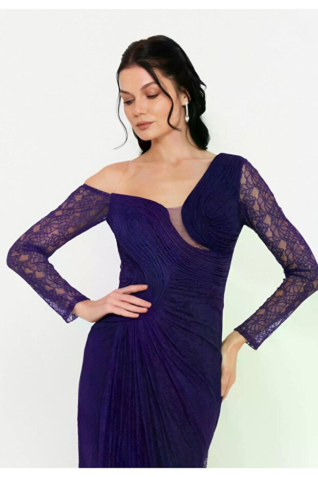 6142DAN LEZ DANTEL ELBİSE - 4