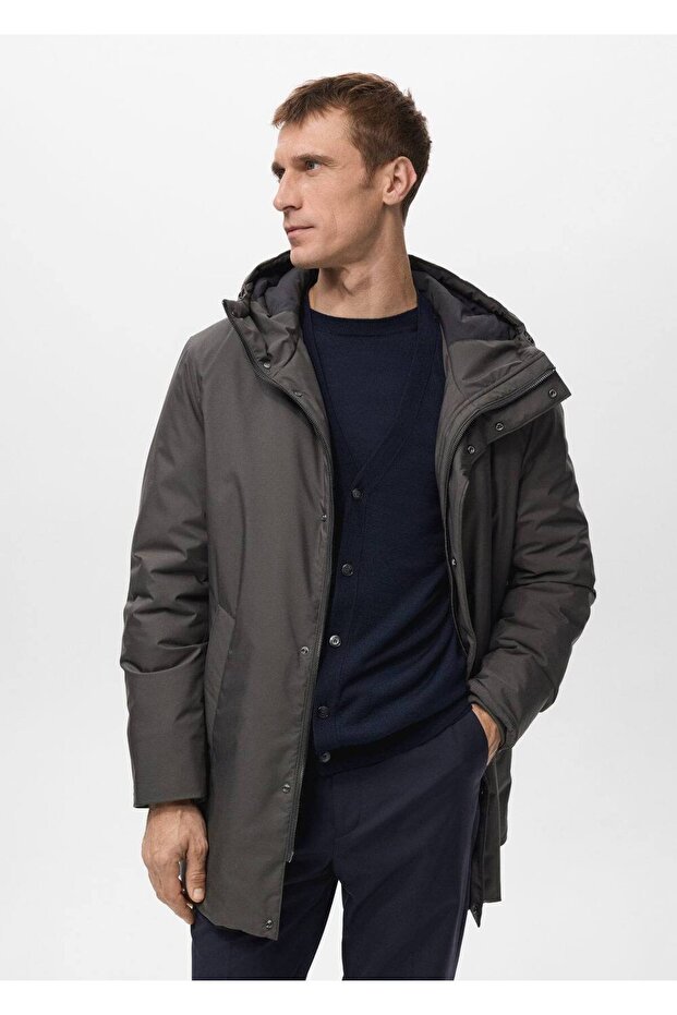 Çıkarılabilir su itici kapitone parka - 5