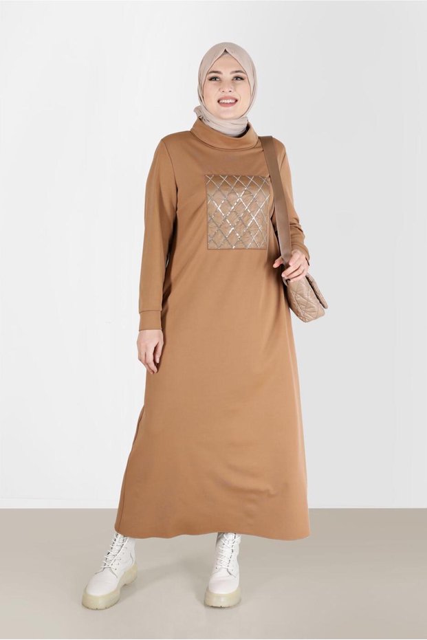 Pul Embroidered Quilted Pattern Detail Dress 20198