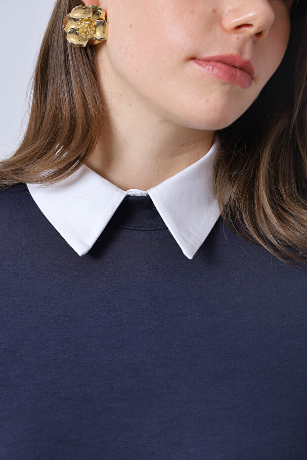Shirt Collar Buttoned Crop Undershirt - 1