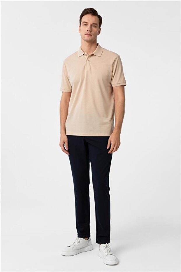 Bej Regular Armürlü Polo Yaka Tişört - 6