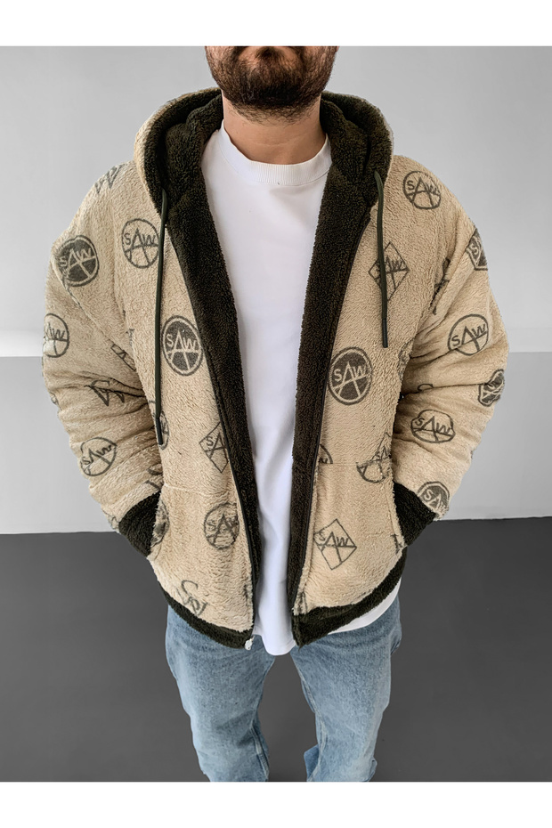 Khaki Double-Sided Thick Plush Coat