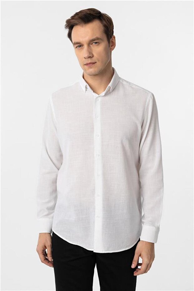 Köşeli Manşet Regular Desenli Gömlek - 2