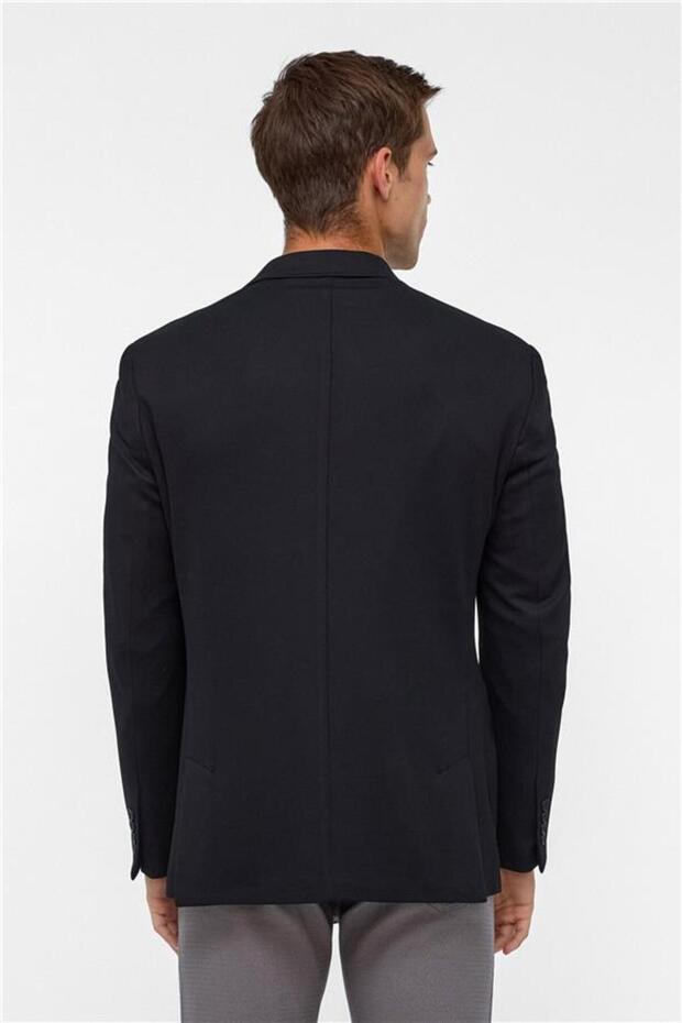 Siyah Regular Desenli Mono Yaka 6 Drop Ceket - 8