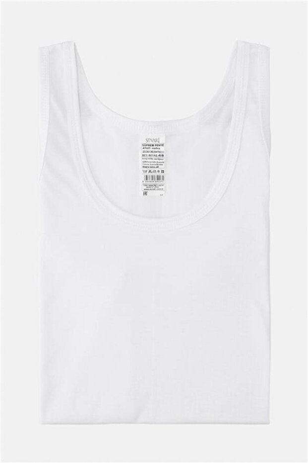 Beyaz Regular Düz Atlet - 2