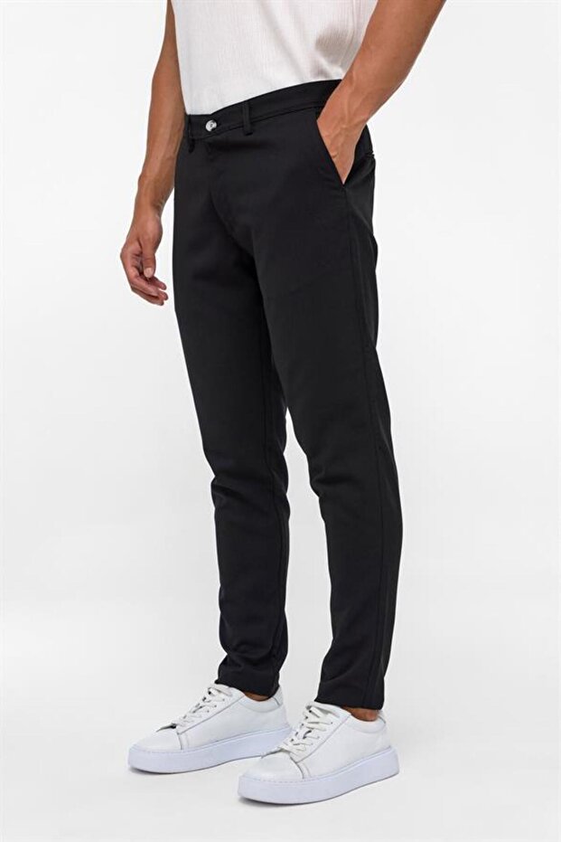Siyah Slim Desenli Pantolon - 3