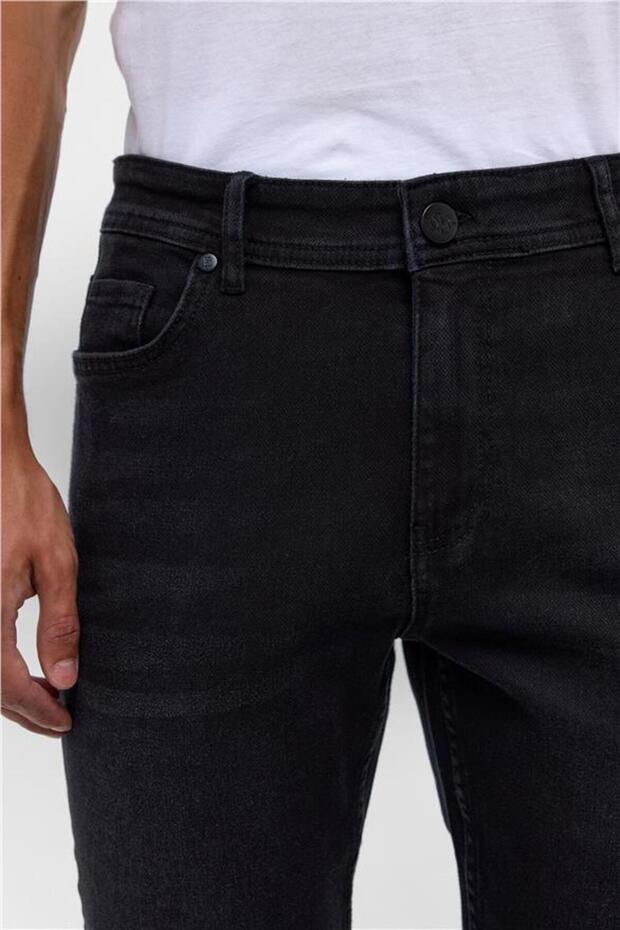 Siyah Slim Denim Pantolon - 4