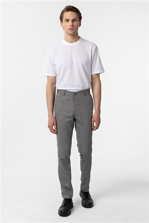 Siyah Regular Armürlü Pantolon - 1