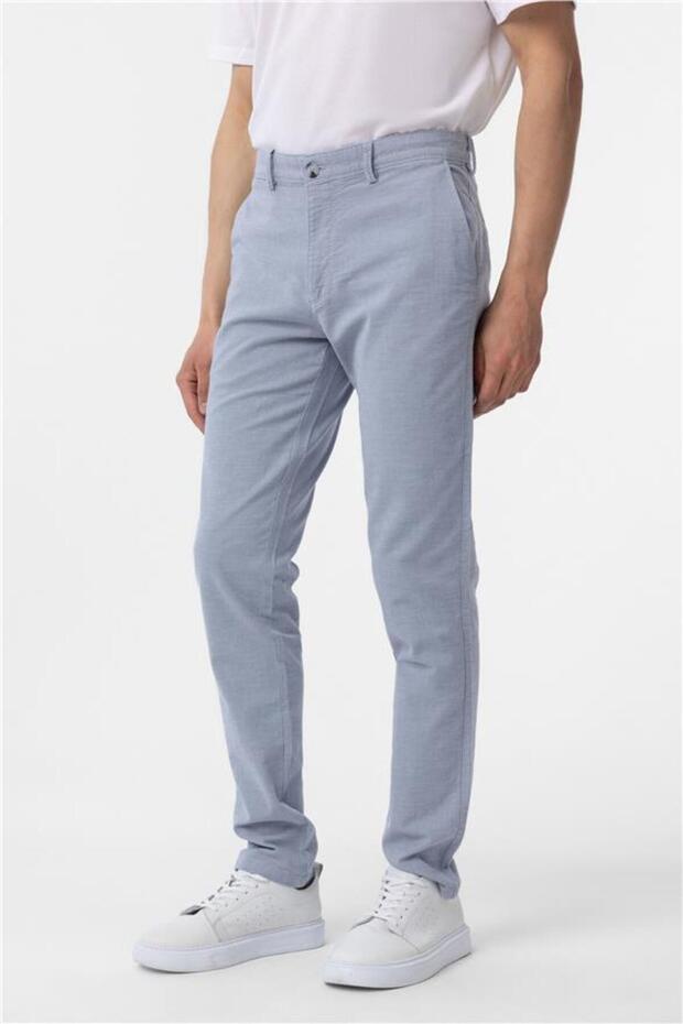 Mavi Slim Armürlü Pantolon - 3