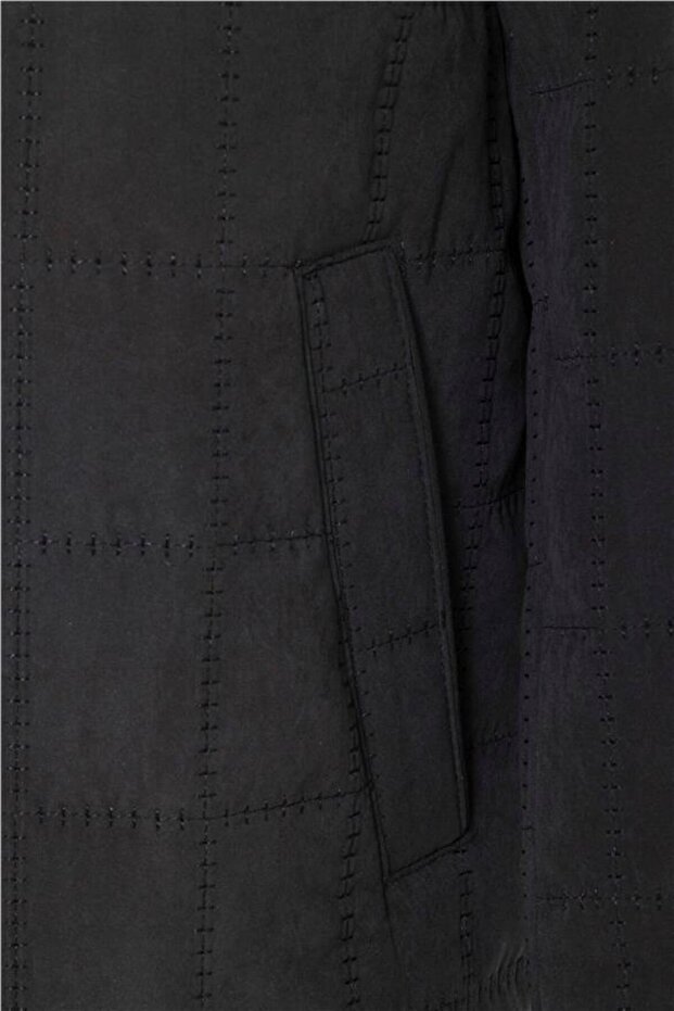 Siyah Regular Kapitone Mont - 3