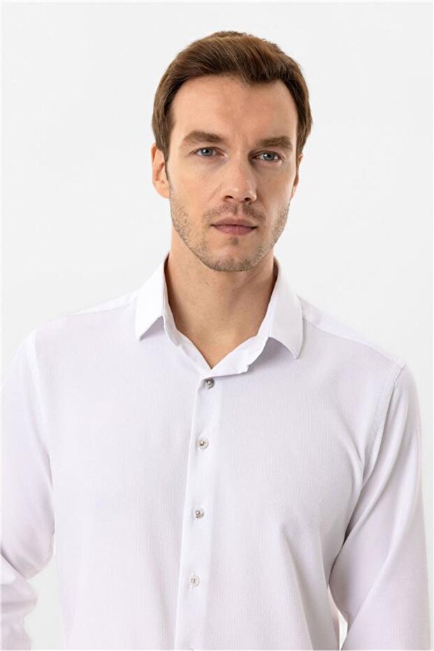 Angular Cuff Slim Plain Shirt - 4