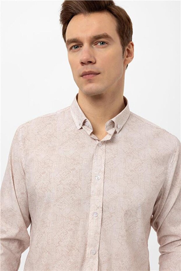 Manşetli Slim Armürlü Gömlek - 2