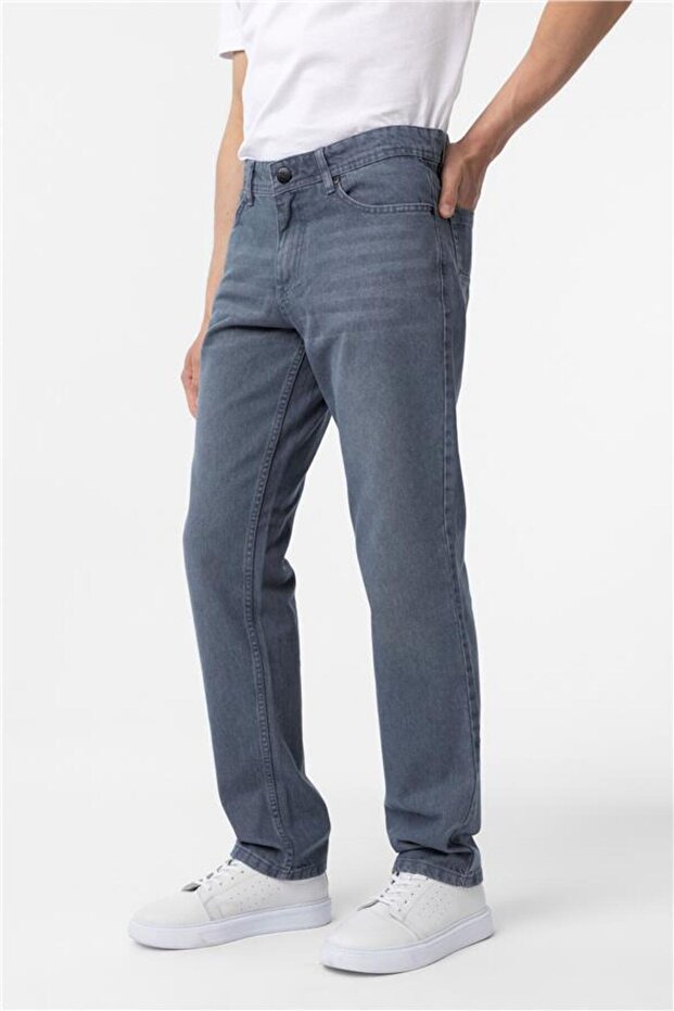 Gri Regular Denim Pantolon - 3