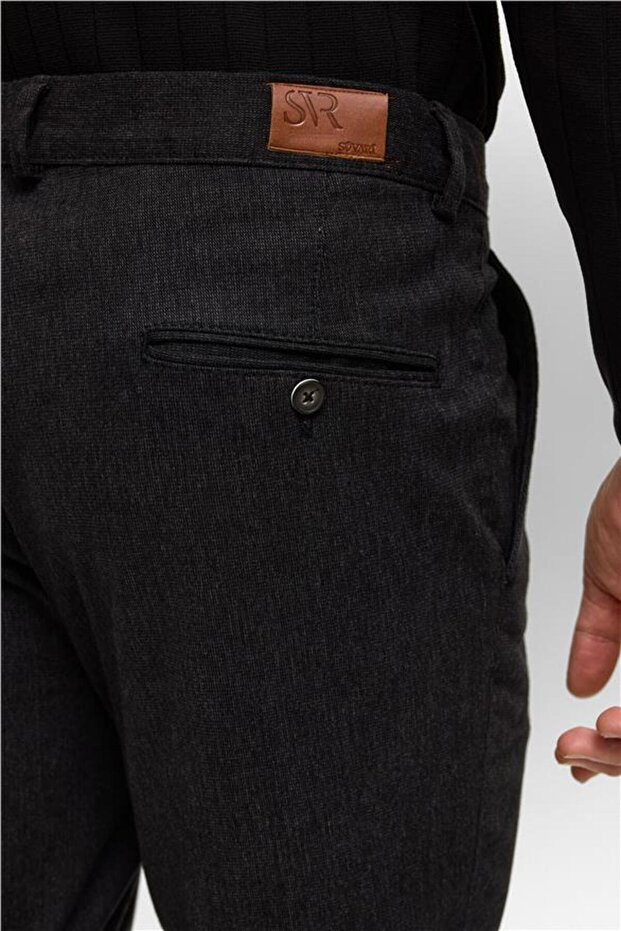 Siyah Regular Armürlü Pantolon - 6