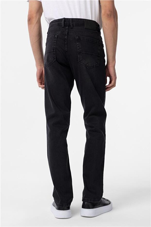 Siyah Regular Denim Pantolon - 6