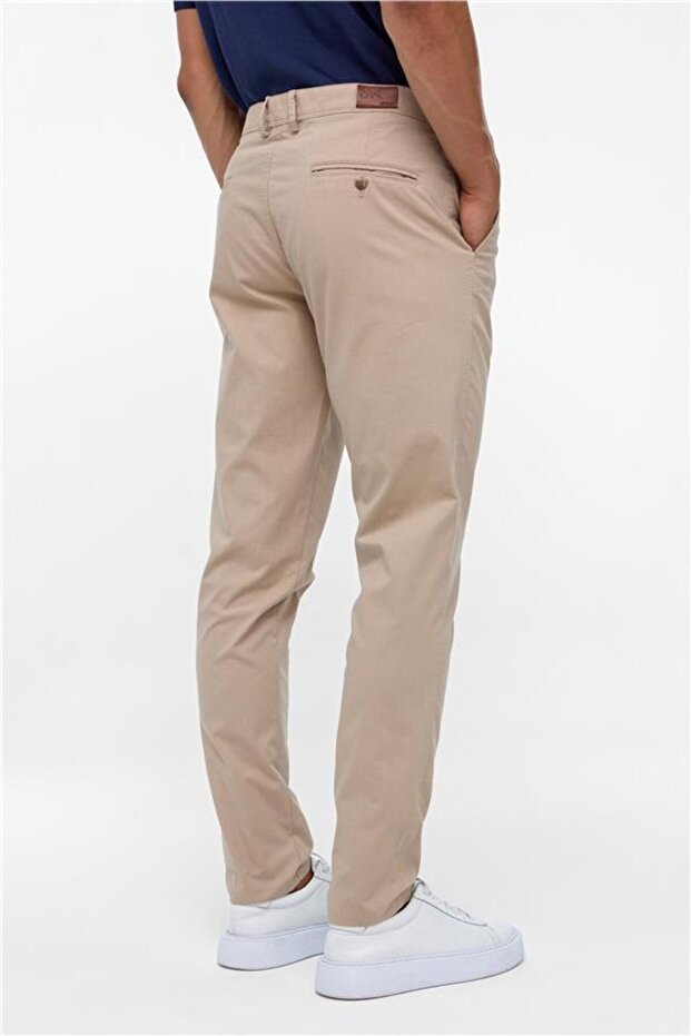 Bej Regular Armürlü Pantolon - 5