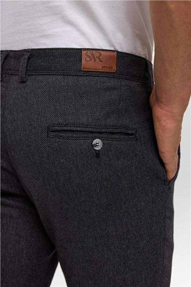 Siyah Slim Armürlü Pantolon - 6