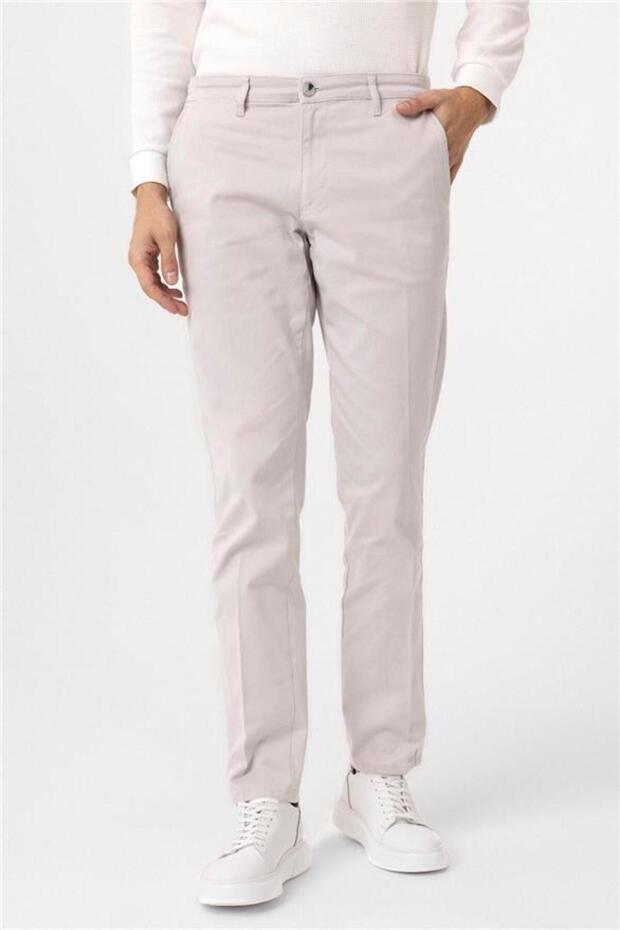 Gri Regular Armürlü Pantolon - 1