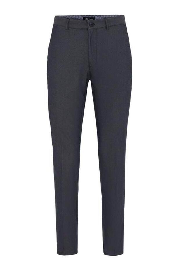 Lacivert Regular Armürlü Pantolon - 1