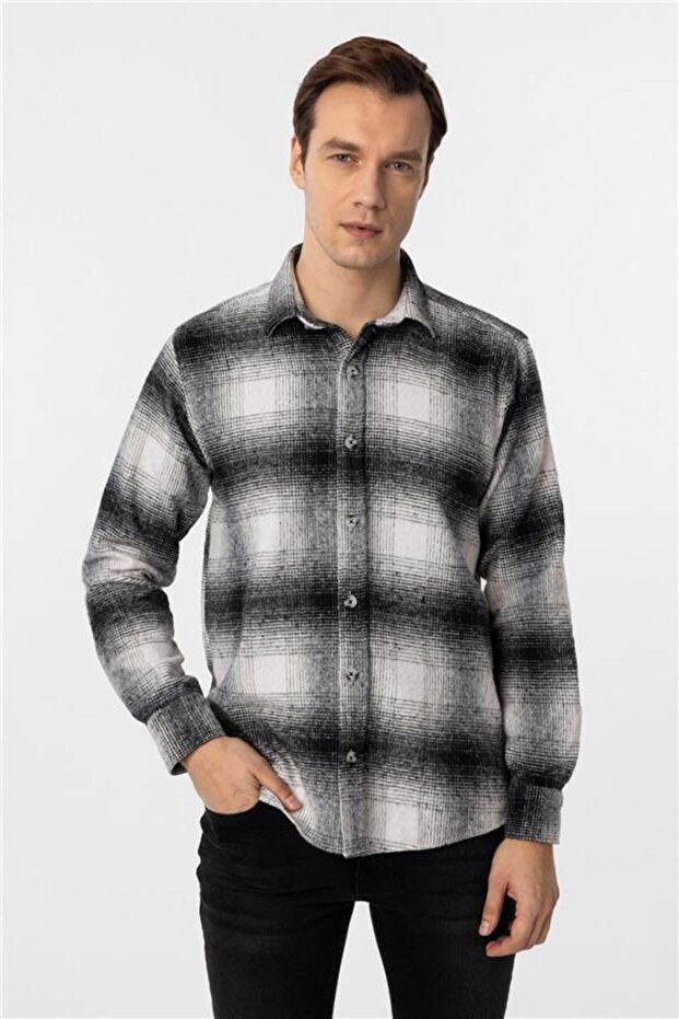 Köşeli Manşet Regular Kareli Gömlek - 2