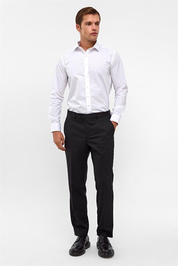 Siyah Regular Düz Pantolon - 1