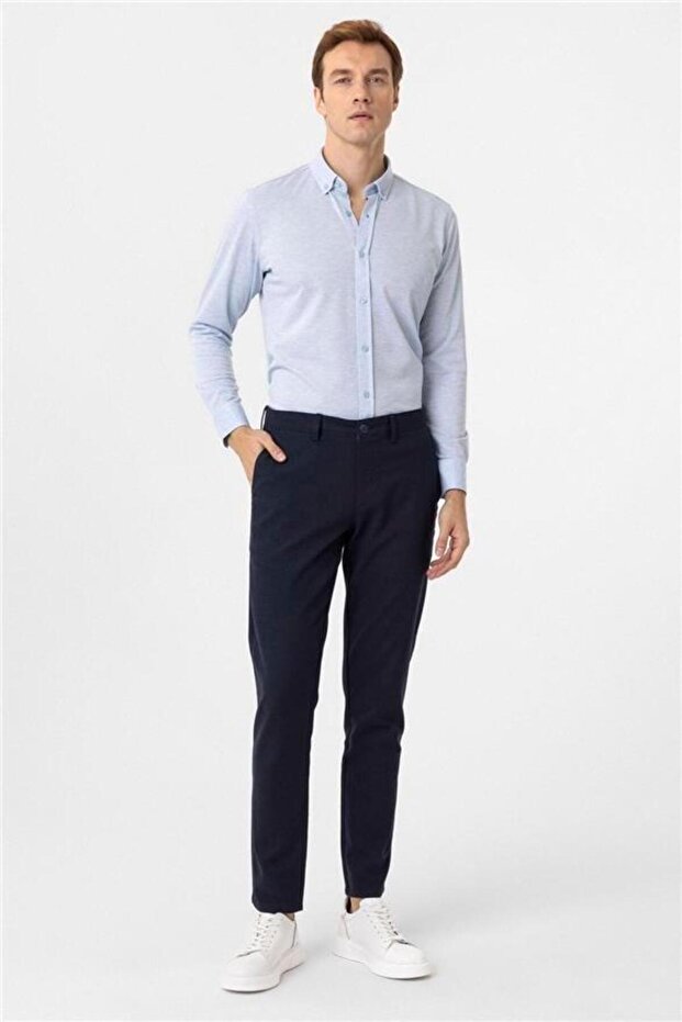 Manşetli Slim Armürlü Gömlek - 3