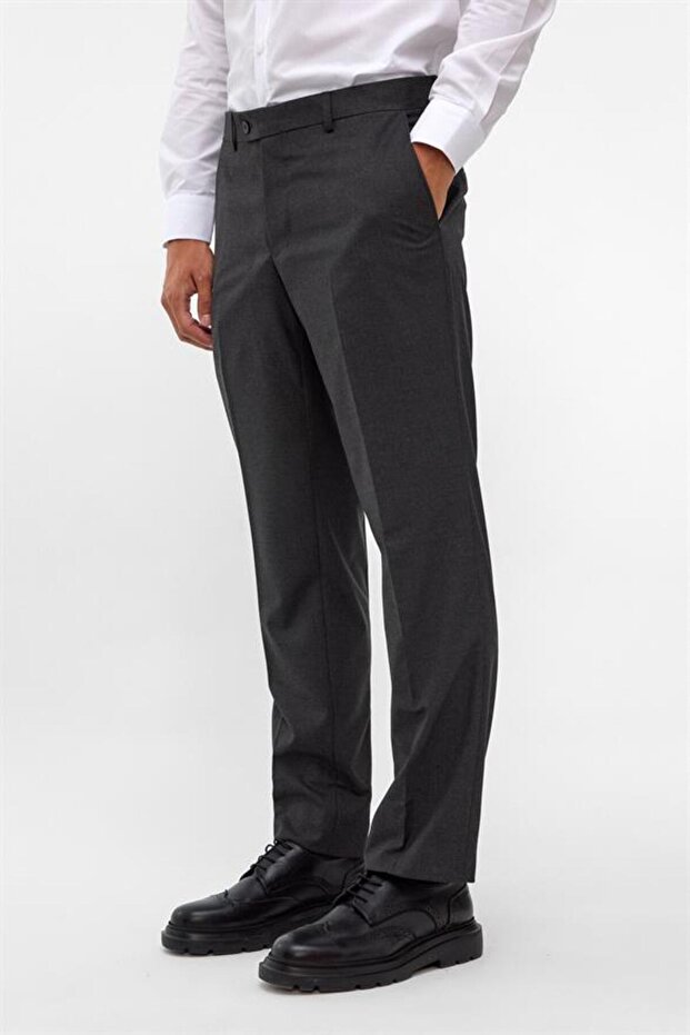 Antrasit Regular Düz Pantolon - 2