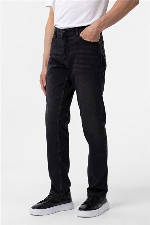 Siyah Regular Denim Pantolon - 3