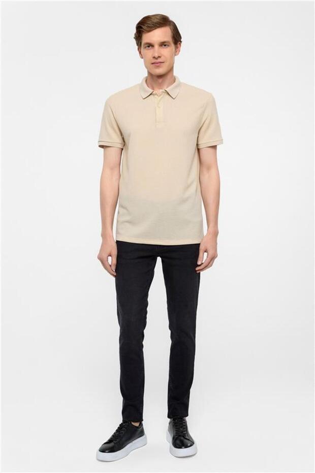 Bej Regular Armürlü Polo Yaka Tişört - 7