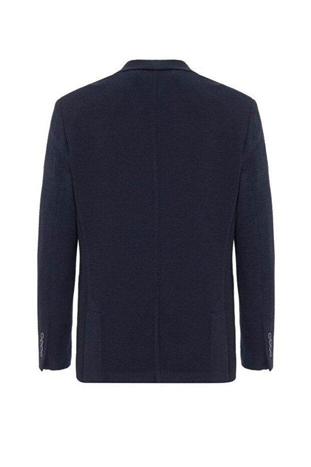 Lacivert Regular Desenli Mono Yaka 4 Drop Ceket - 5