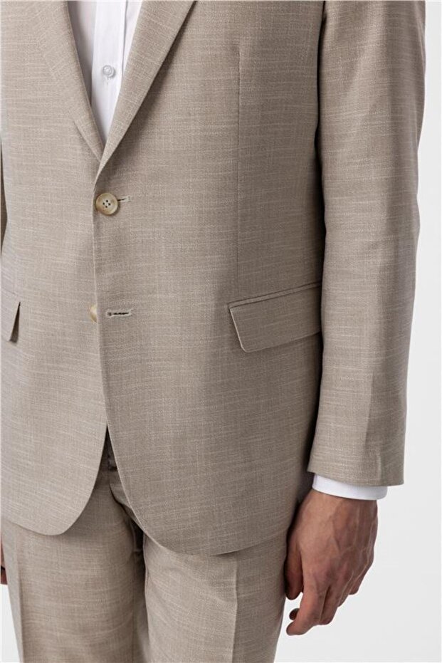 Bej Regular Desenli 6 Drop Takım Elbise - 7