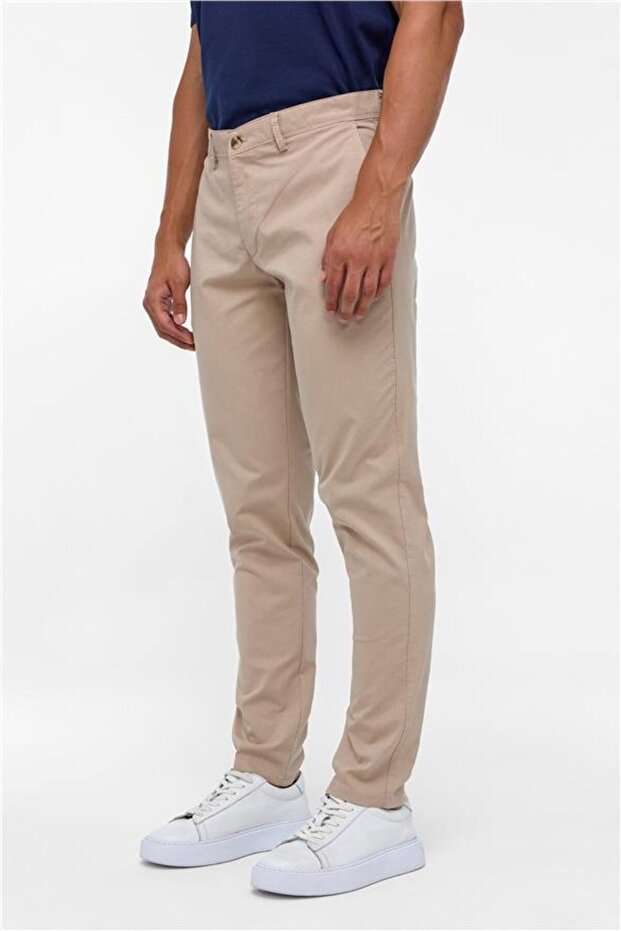 Bej Regular Armürlü Pantolon - 3