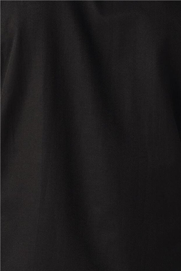 Siyah Regular Armürlü Klasik Yaka Gömlek - 6