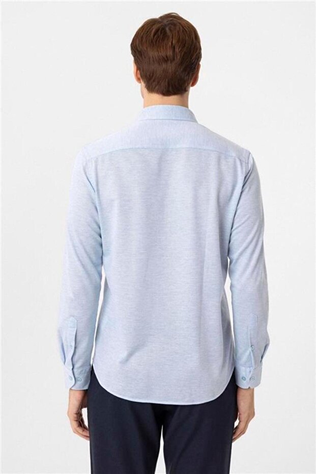 Manşetli Slim Armürlü Gömlek - 6