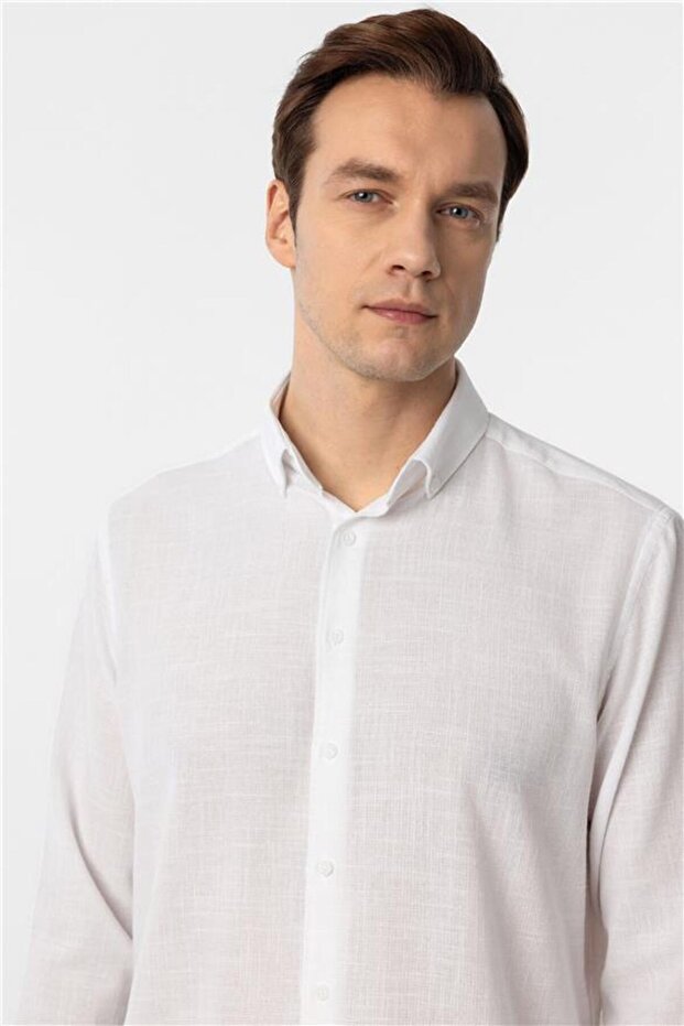 Köşeli Manşet Regular Desenli Gömlek - 4