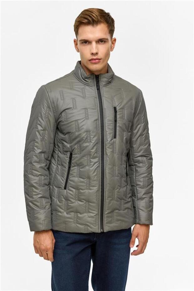 Gri Slim Kapitone Mont - 1