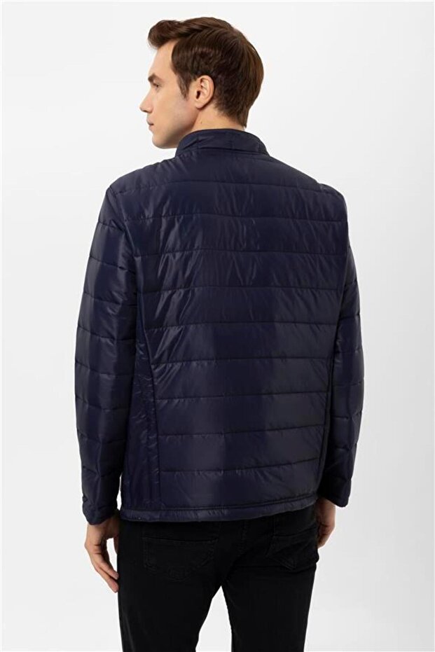 Lacivert Slim Kapitone Mont - 6