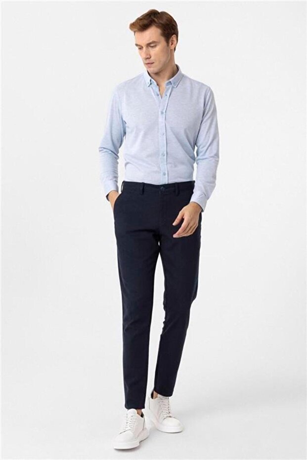 Manşetli Slim Armürlü Gömlek - 4