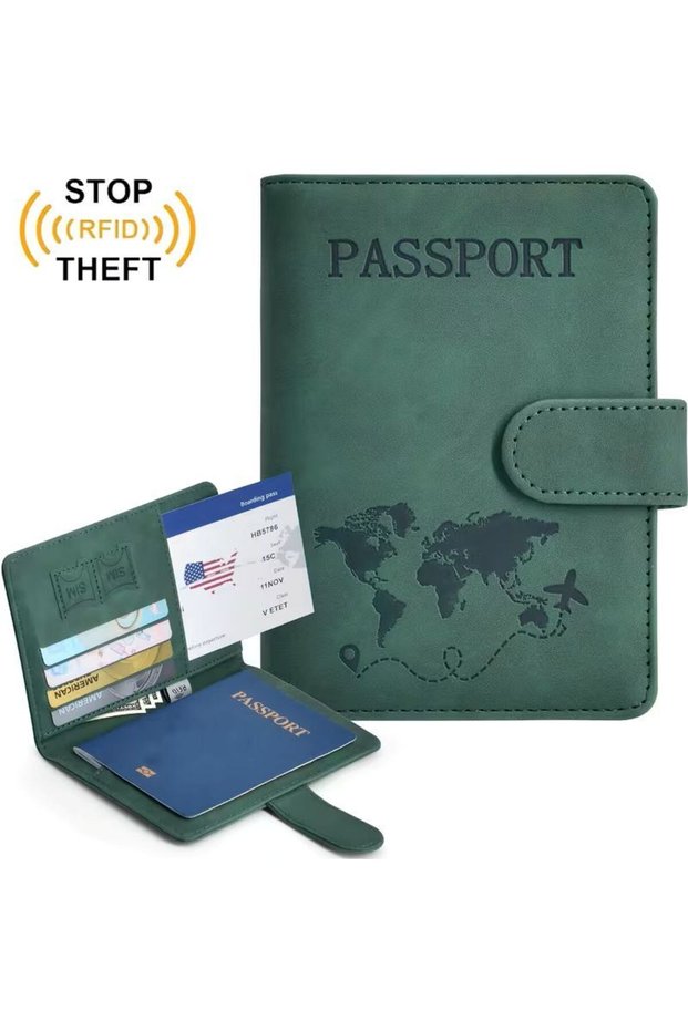 Passport Cover Print Pattern Credit Card-Sim Card-Wallet Compartment-Rfid Magnetic Closure