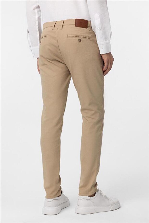 Bej Slim Armürlü Pantolon - 5