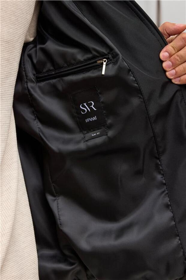 Siyah Slim Kapitone Mont - 4