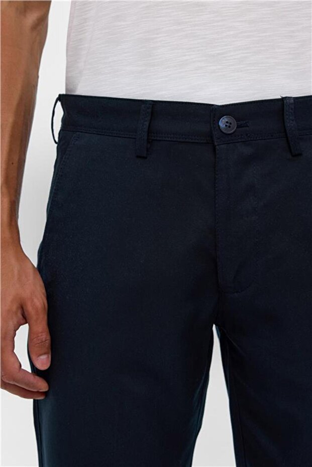 Lacivert Regular Düz Bermuda Şort - 4