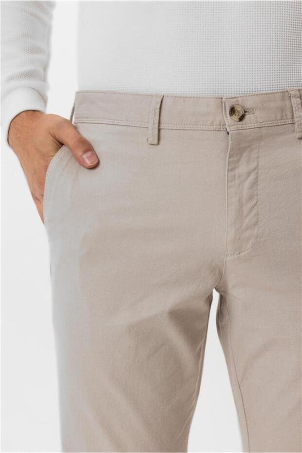 Bej Slim Armürlü Pantolon - 4